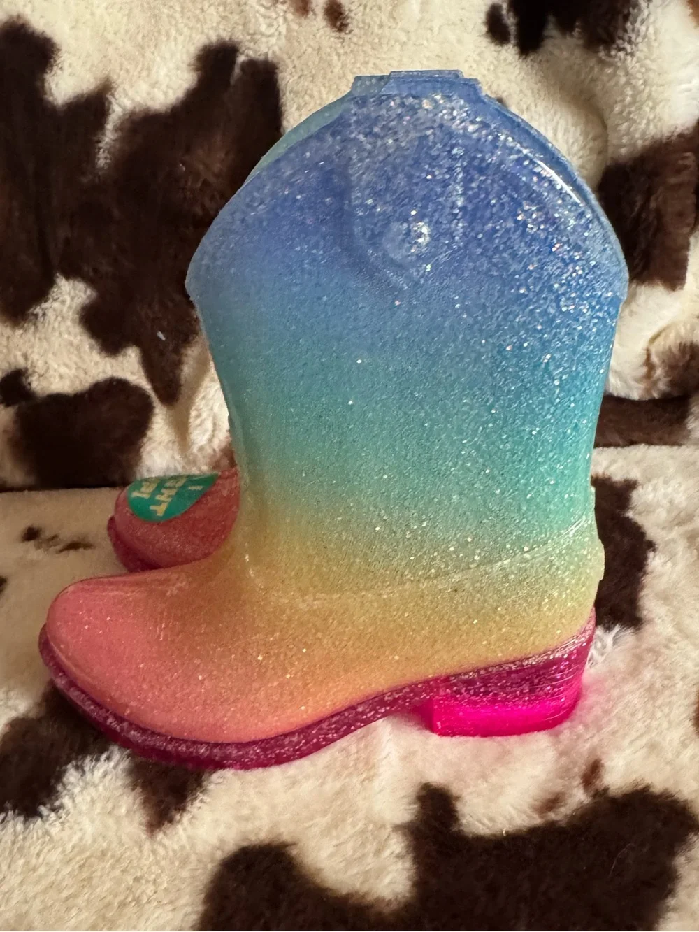 Kids Rainbow Glitter Rain Light Up Cowboy Boots - Multicolor Size 7/8 Toddler